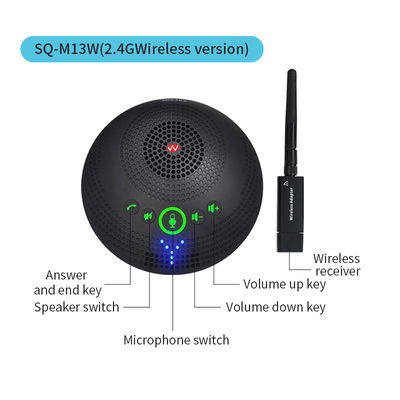 Профессиональный конференц-микрофон SQ-M13W 2.4G беспроводной всенаправленный микрофон, 360-градусный прием, высококачественный аудио и снижение шума